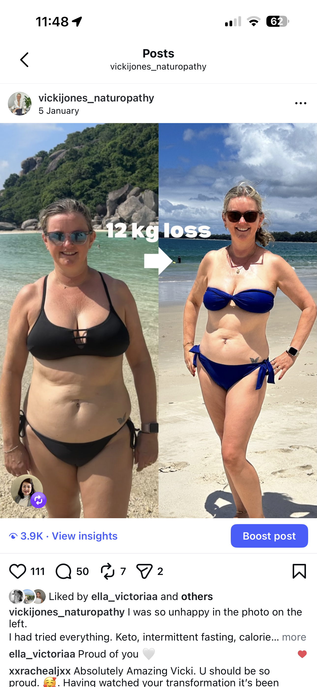 Vicki's before and after transformation — 12 kg loss through the Menopause Metabolic Reset